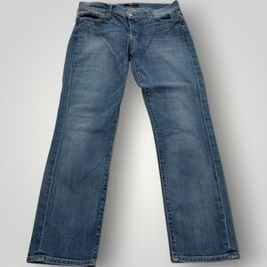 Seven 7 For All Mankind Jeans Women's 29 Blue Denim Slim Straight Low Rise